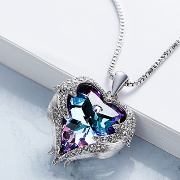 Swarovski Crystal Heart Pendant Necklace--Purple - Picture 2 of 7